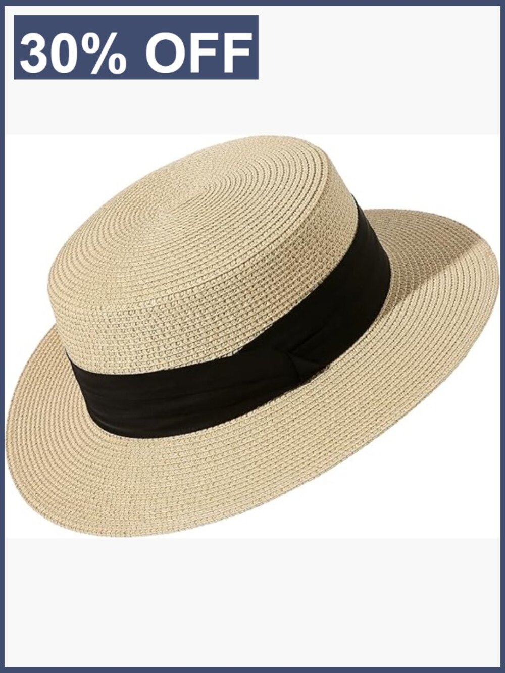 Wide Brim Straw Boater Hat Foldable Packable Sun Hat